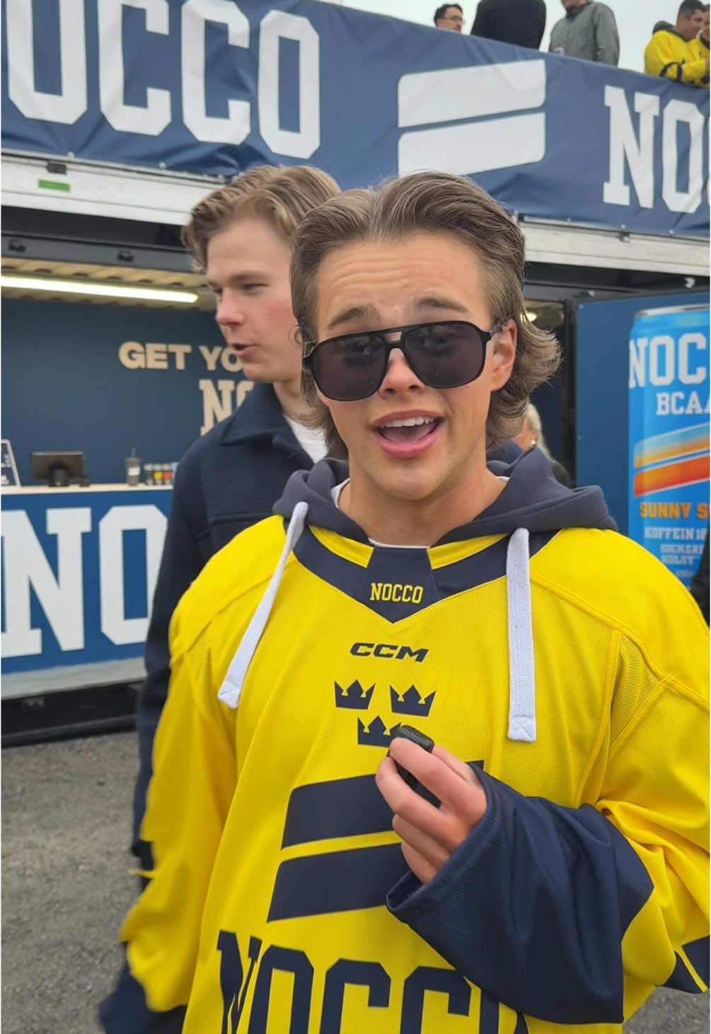 TikTok post by @krobbez for Nocco. Caption reads: (I betalt samarbete med NOCCO)  Hockey-VM med....