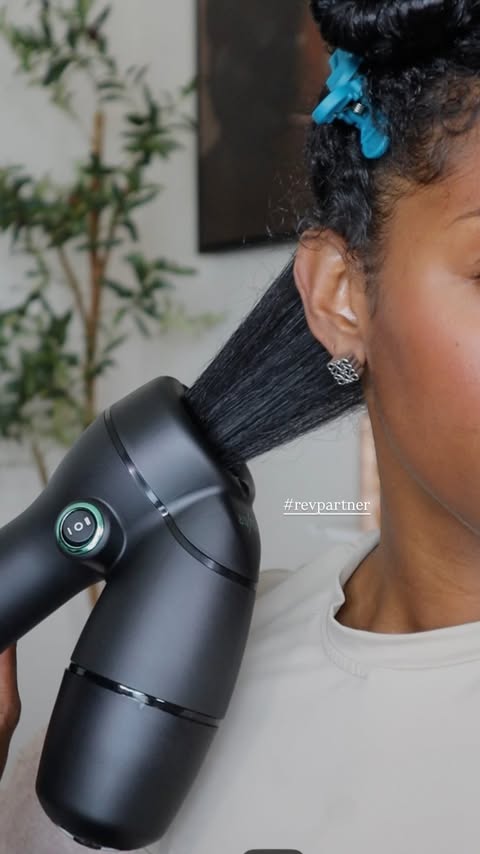 Instagram post by @rhyantru for RevAir • Reverse-Air Dryer. Caption reads: a good silk press starts at the foundation. the....