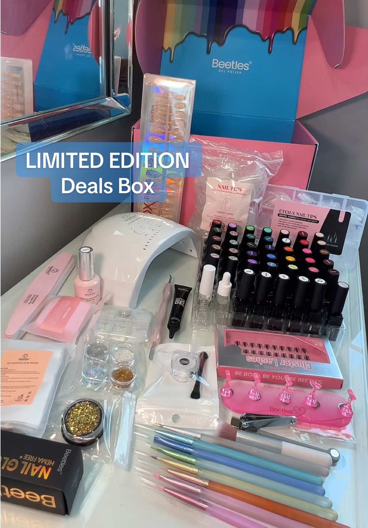 TikTok post by @real.natalia for BeetlesGelPolish. Caption reads: [...] edition Deals Box from @BeetlesGelPolish....