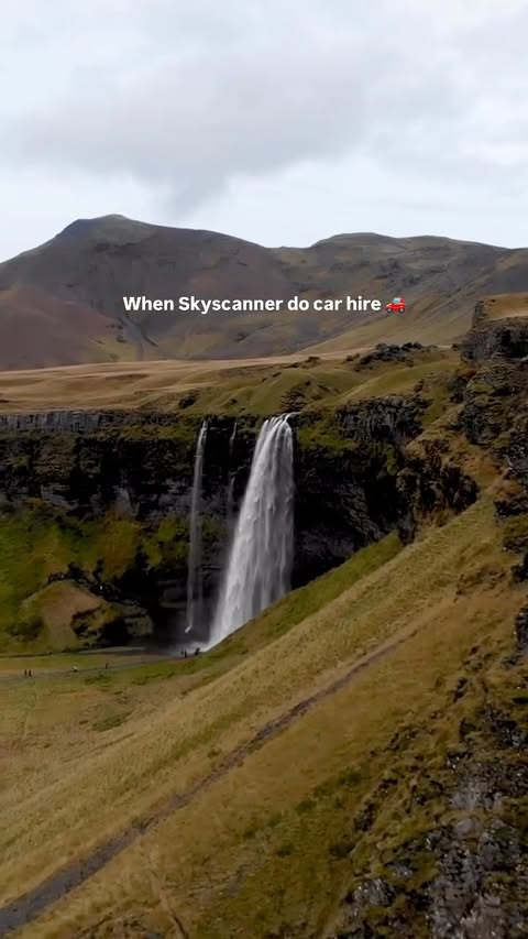 Instagram post by @traveltheworldfamily for Skyscanner. Caption reads: A D POV: you discover Skyscanner does car hire too....