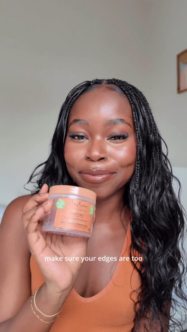 Instagram post by @peaceoge for Sheamoisture. Caption reads: just me, my boho braids, and edges that actually....