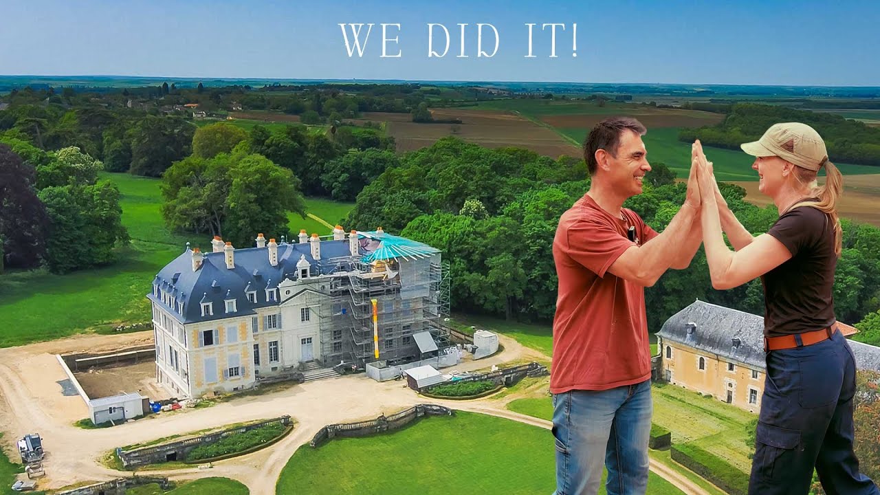 YouTube post by @chateaudepurnon for Foreo. Caption reads: We saved our château's 250 year old moat! Château....