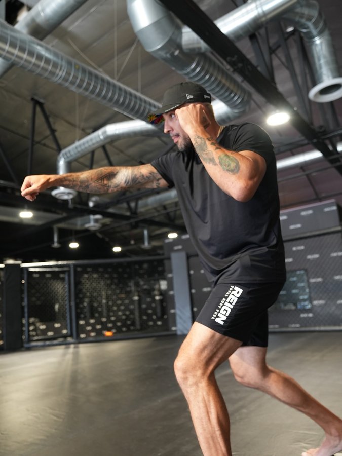 Instagram post by @brendanschaub for Reign Body Fuel. Caption reads: Perfect partner in & out of the octagon....