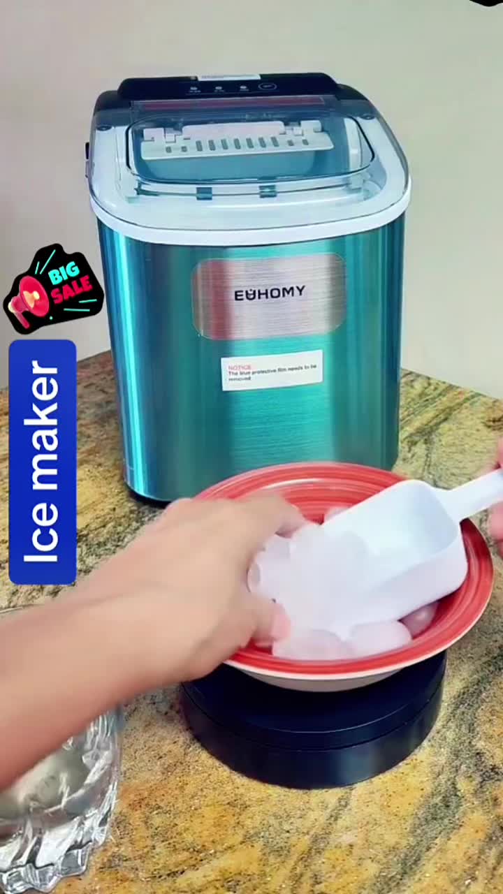 TikTok post by @alexaava3 for Euhomy US. Caption reads: EUHOMY Ice Maker #euhomyicemaker #contentcreator....