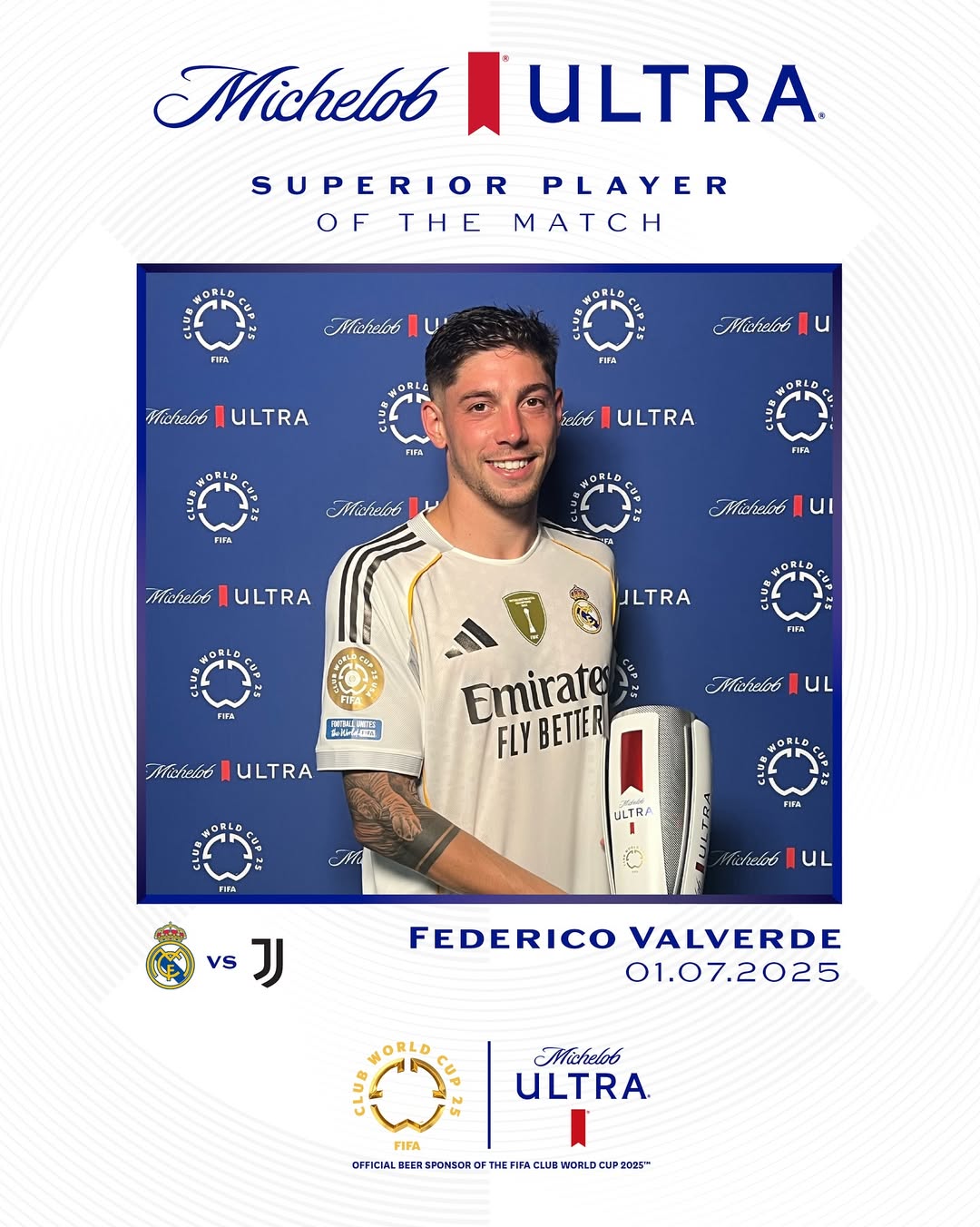 Instagram post by @fifaclubworldcup for Michelob ULTRA. Caption reads: Wonderful performance by....