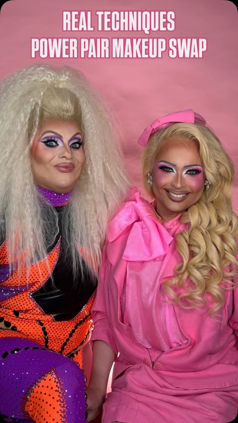 Instagram post by @kittyscottclaus for REAL TECHNIQUES. Caption reads: [...] the leading queens in makeup tools....