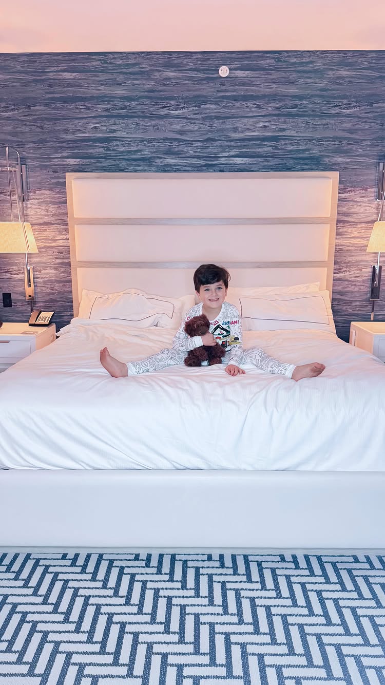 Instagram post by @wearejustthe3ofus for Caden Lane. Caption reads: Reef’s bedtime routine is more exciting than ever....