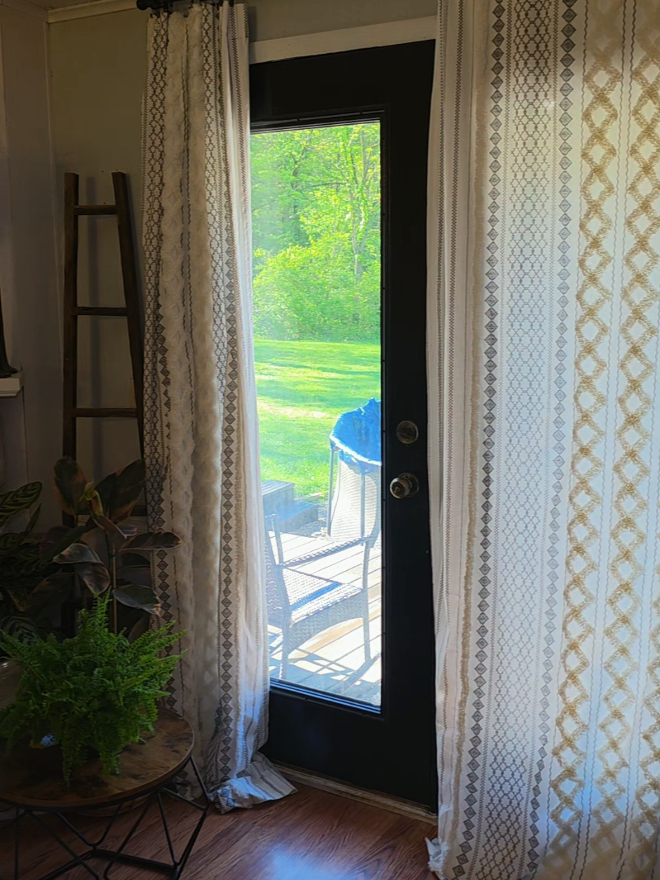TikTok post by an influencer for Livnco. Caption reads: @LIVNCO. #bohocurtains #curtains [...].
