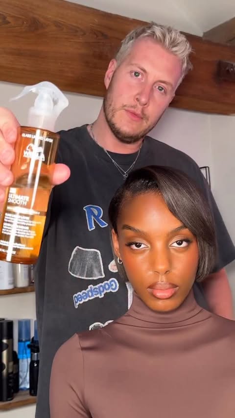 Instagram post by @jhair_stylist for Wella Professionals. Caption reads: sleek AF glass bob - who’s tried glass liquid....