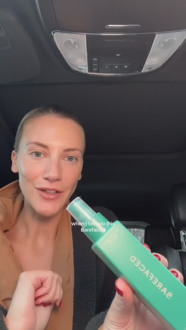 Instagram post by @girlwiththeslickback_ for Barefaced. Caption reads: [...] skincare on the go routine with @barefaced....