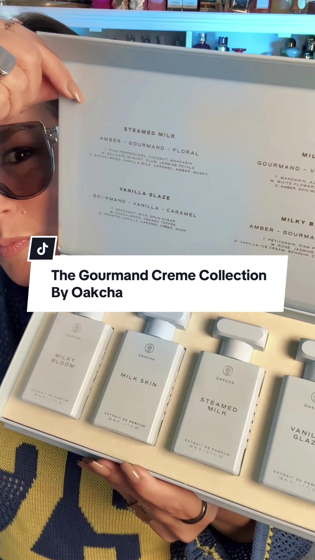 TikTok post by @thegourmandgirl for Oakcha. Caption reads: [...] Gourmand Creme Collection by @Oakcha ?!? ....