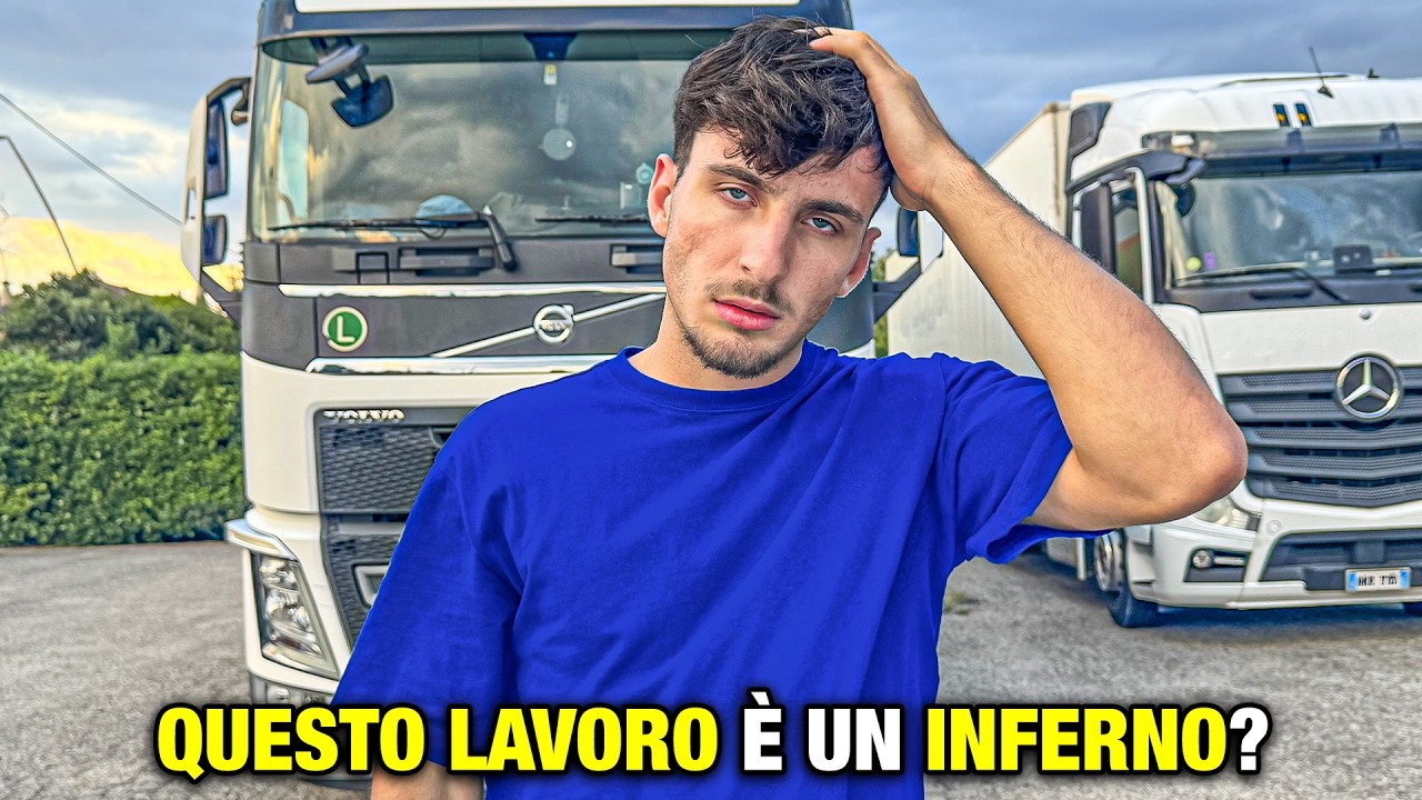 YouTube post by @aniellodevivo9 for Fiscozen. Caption reads: This is the hard LIFE of a TRUCK DRIVER in Italy.