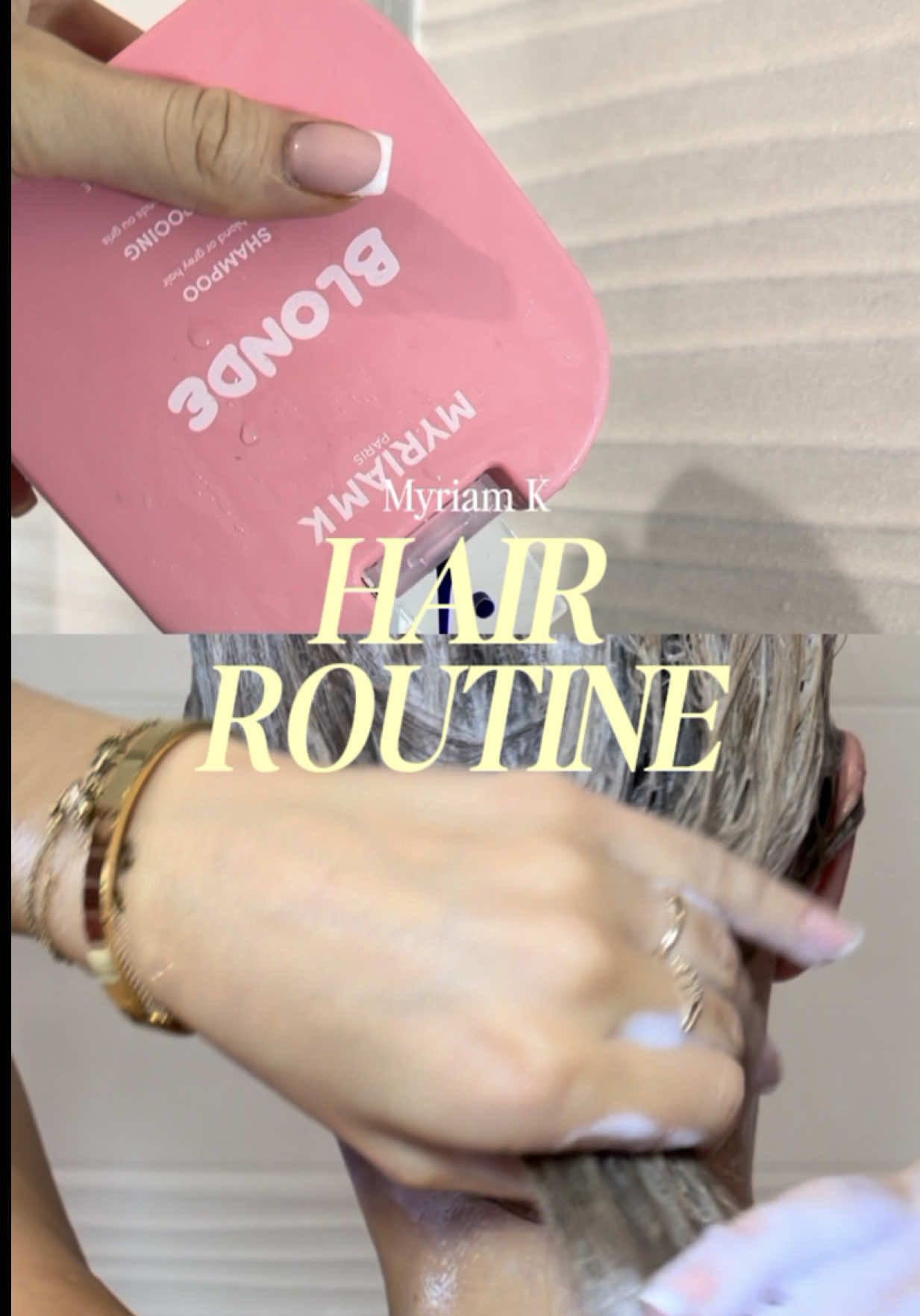 TikTok post by @tejadamia for MYRIAM•K PARIS. Caption reads: Gamme Blonde & Blowdry water @MYRIAM•K PARIS®....