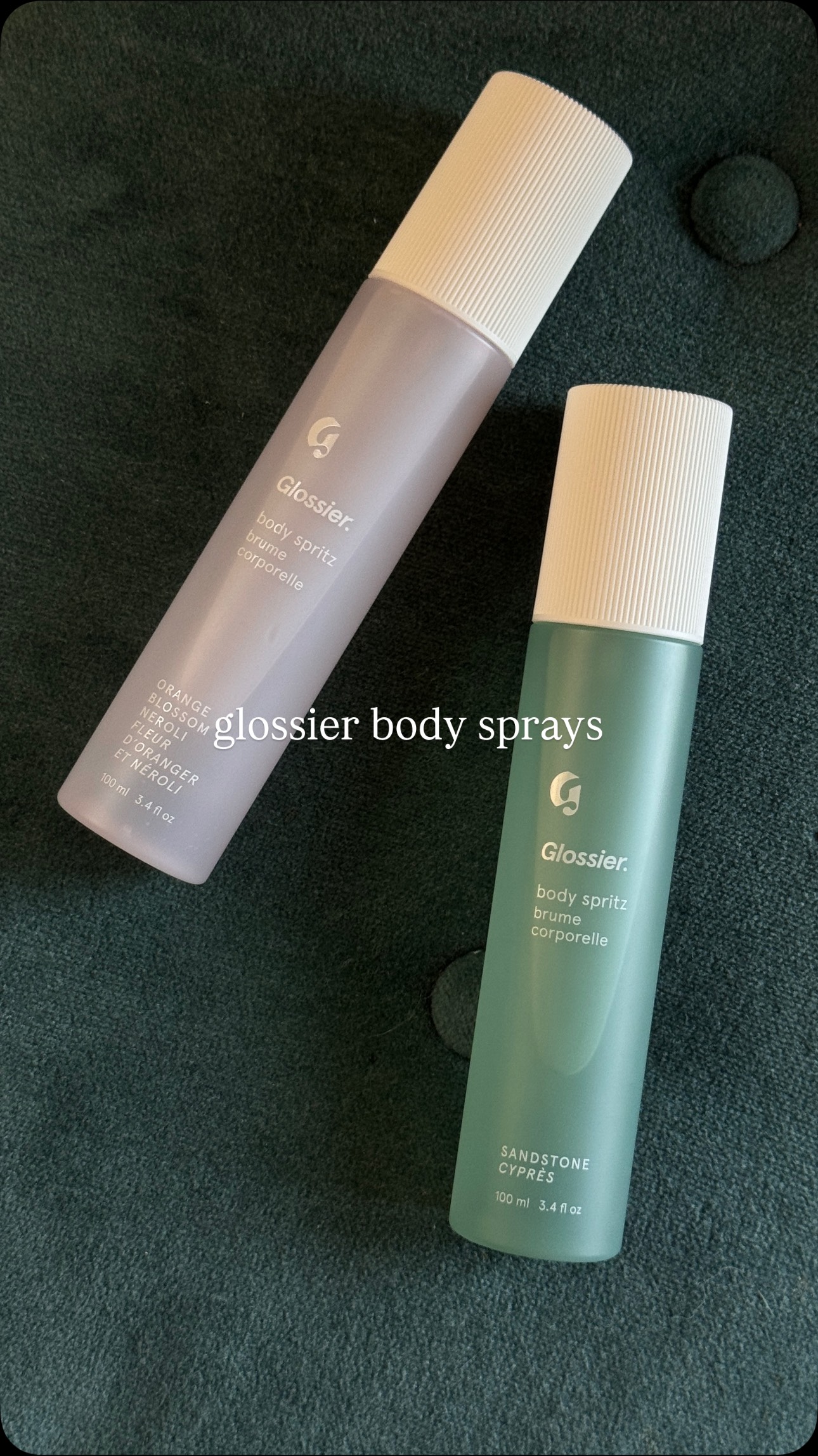 Instagram post by @ethangaskill for Glossier. Caption reads: @glossier body sprays are finally here....