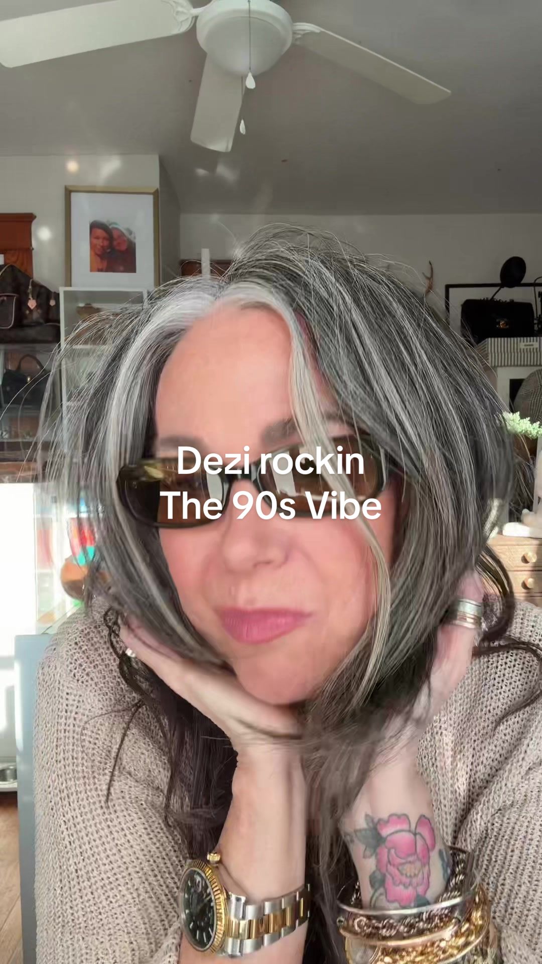 TikTok post by @aestheticaleestyles for DEZI. Caption reads: @DEZI EYEWEAR coming in hot with some throwback....