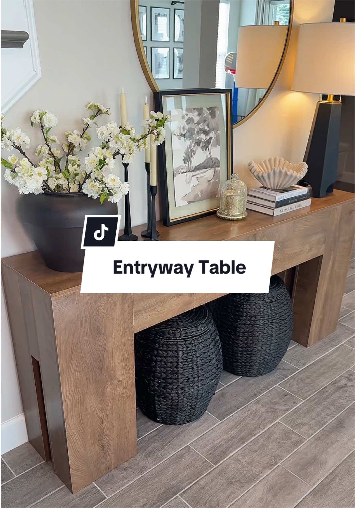 TikTok post by @reallaurakay for Tribesigns. Caption reads: [...] #entrywaytable #entrywaymakeover @Tribesigns.