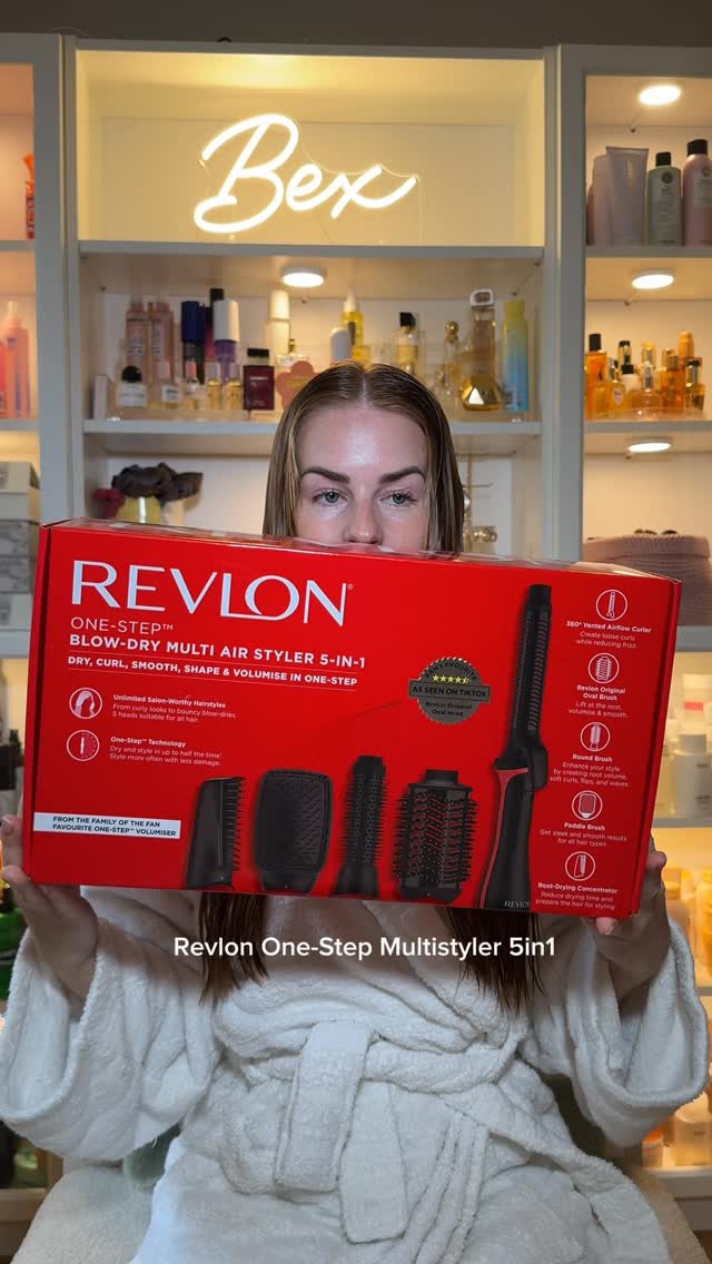 Instagram post by @bexweston_ for Revlon Hair Tools. Caption reads: AD Get Unlimited Salon blow drys at home with....