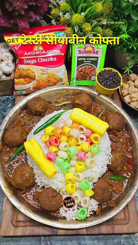 Instagram post by @bih_arifood for Aashirvaad. Caption reads: सोयाबीन कोफ्ता 😋
Follow for more :-....