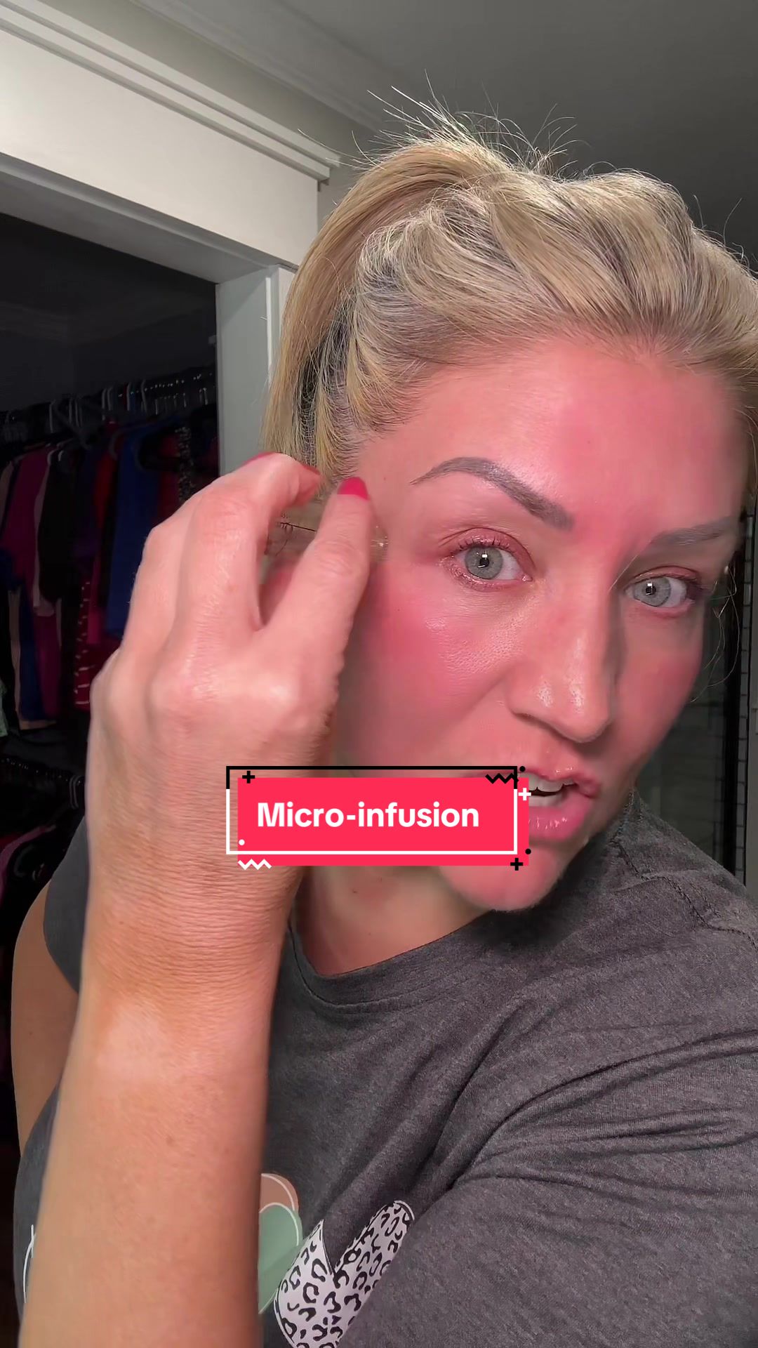 TikTok post by @christylong40 for Qure Skincare. Caption reads: [...] to microstamp my face with @Qure Skincare....