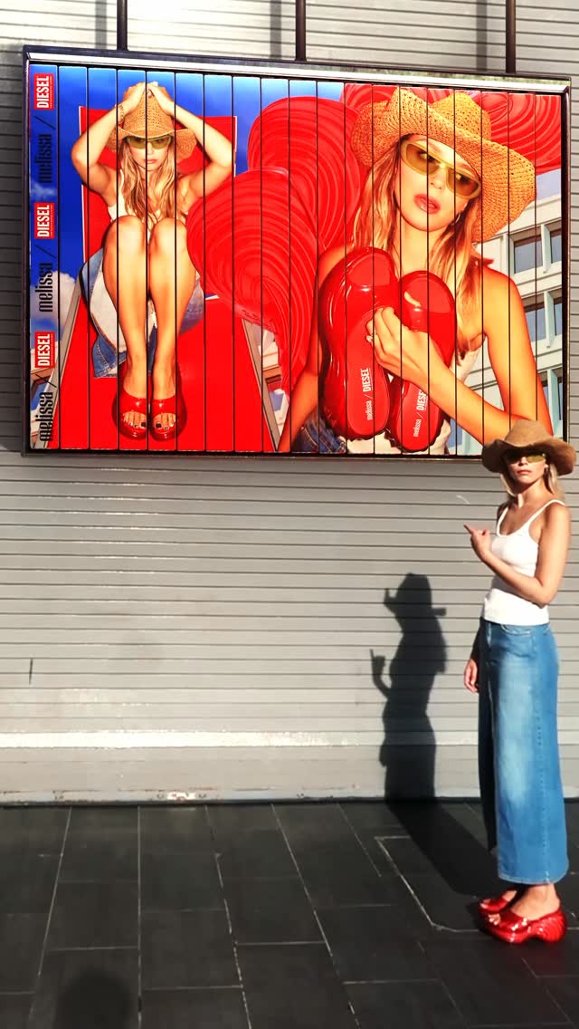 Instagram post by @catarinatourinho for Melissa. Caption reads: WHAT ARE U DOING HERE? @melissaoficial X @diesel....