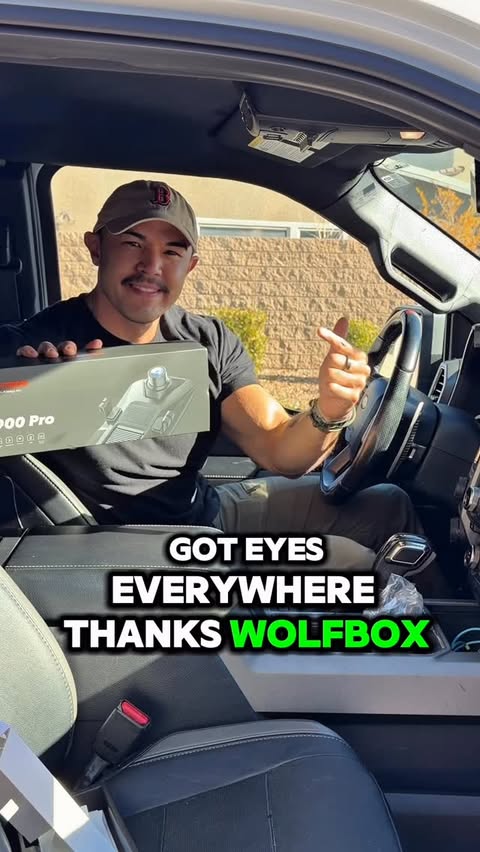 Instagram post by @offroadtv for WOLFBOX. Caption reads: This is the Dash Cam you need! 🤯 #DashCam....