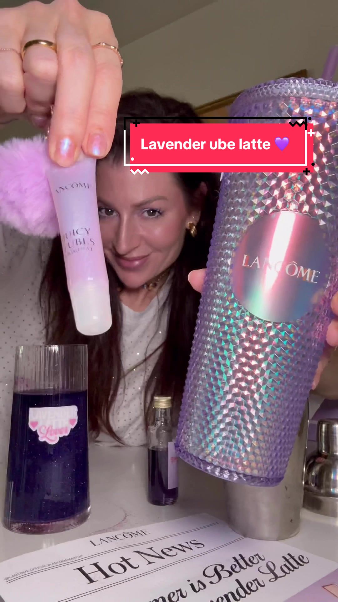 TikTok post by @poopiblh for Sephora. Caption reads: Je fais ma version du Lavender Ube Latte aussi....