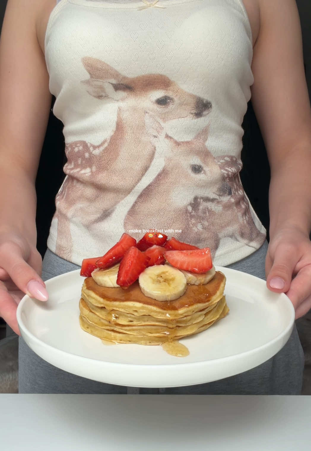 TikTok post by @olaaxdiary for Fullight_global. Caption reads: let’s make pancakes for breakfast together 🥞🍓....