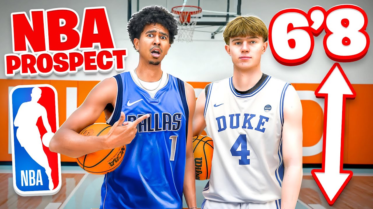 YouTube post by @KristopherLondon for XSET. Caption reads: Me vs 6’8 Future NBA DRAFT PICK!.