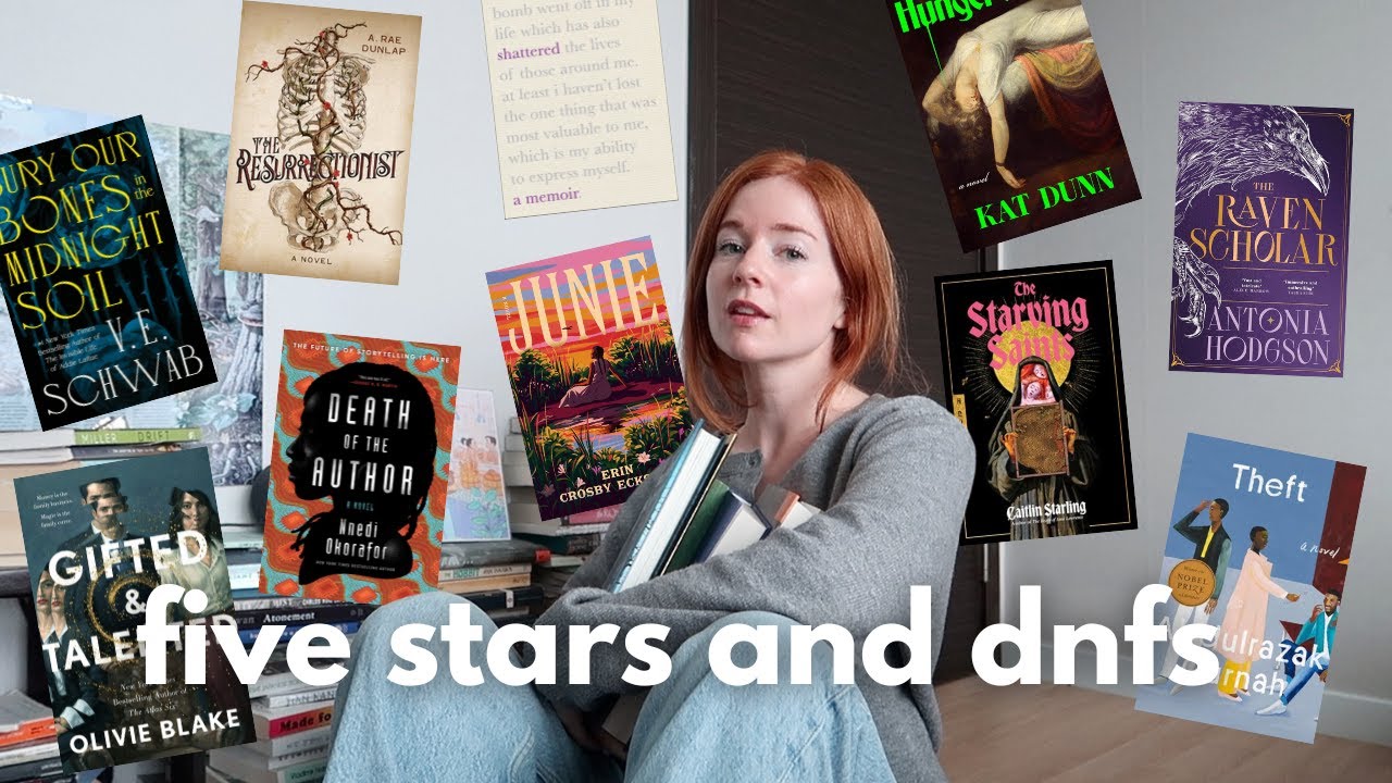 YouTube post by @caricanread for BookoftheMonth. Caption reads: all the books i read and dnfed in april | olivie....
