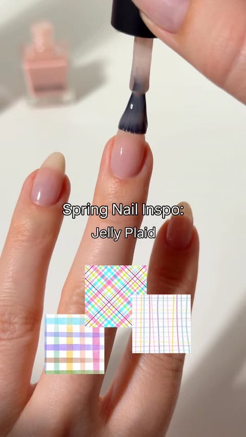 Instagram post by @thatglosssauce for Cracked Polish. Caption reads: [...] 🌱🌸☀️ I’m loving jelly plaids and....