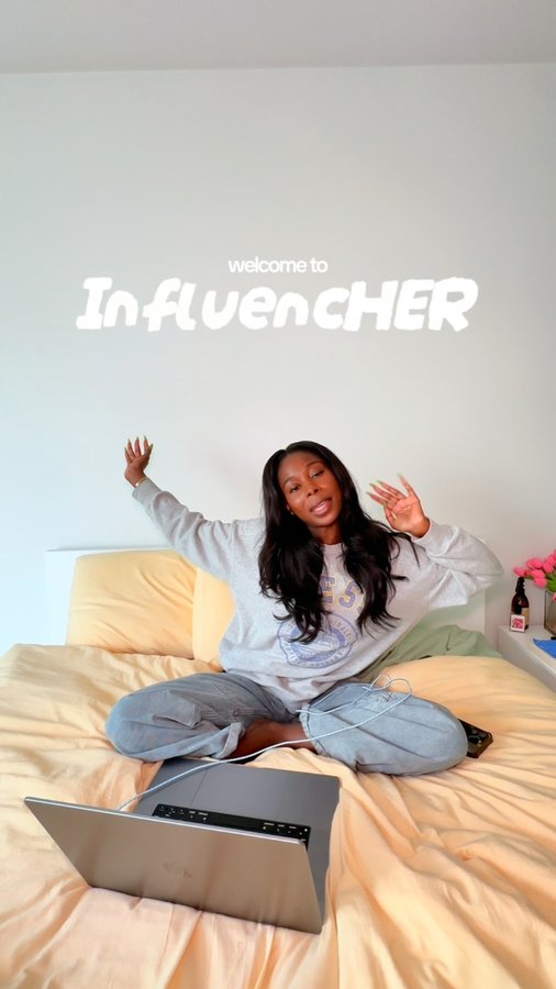 Instagram post by @justinescameraroll_ for HubSpot. Caption reads: [...] future of influencing! Read the full....