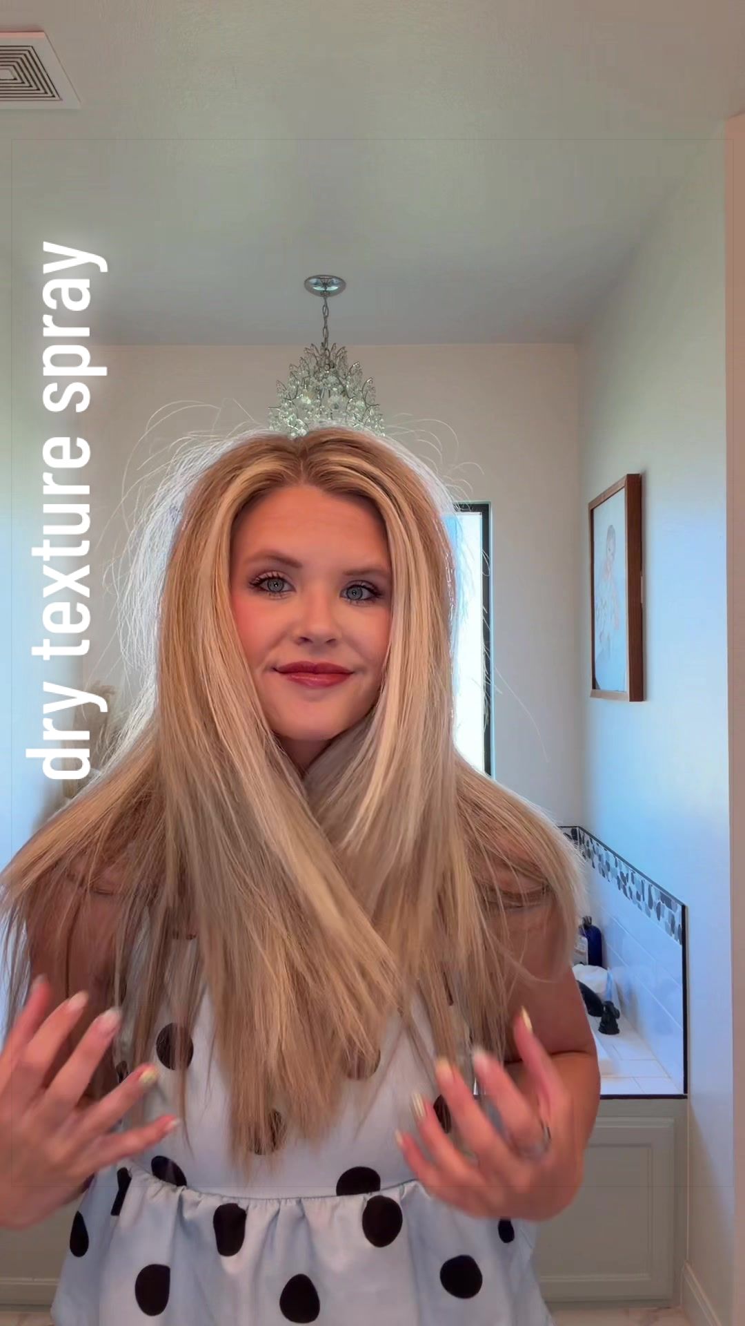 TikTok post by @halle.hunsaker for Kenra Professional. Caption reads: [...] using this dry texture spray from @Kenra....