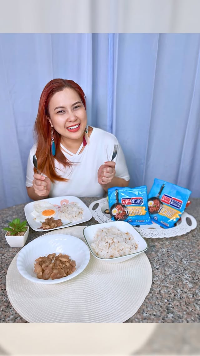 Instagram post by @carenbasco for BrandBuzz PH. Caption reads: [...] #PurefoodsSugarfreeTocino #BBMoms....
