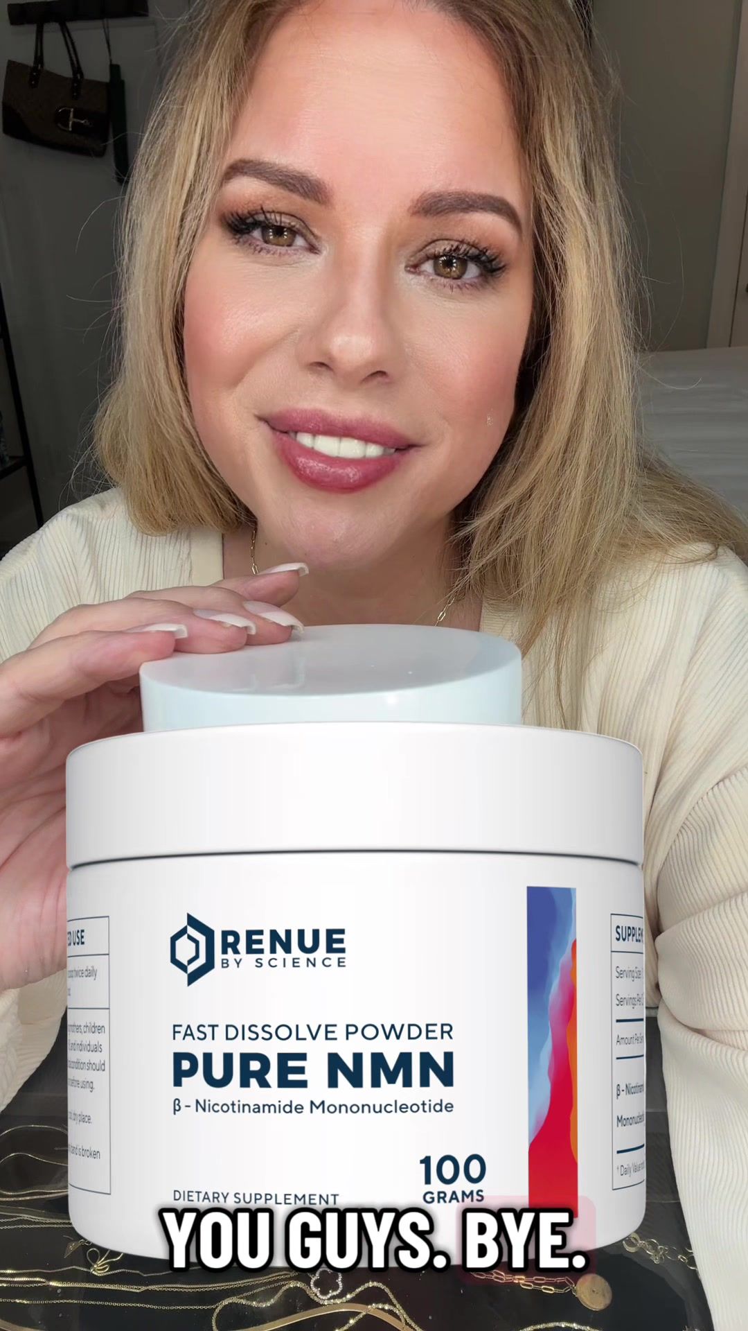 TikTok post by @robinsfca for Renue By Science. Caption reads: [...] #nad+ #nadbenefits #antiaging....