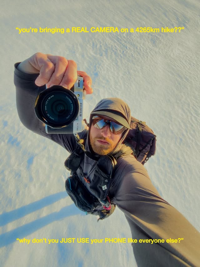 Instagram post by @lennart for FUJIFILM X/GFX USA. Caption reads: “Why don’t you just use your phone?” Anzeige |....