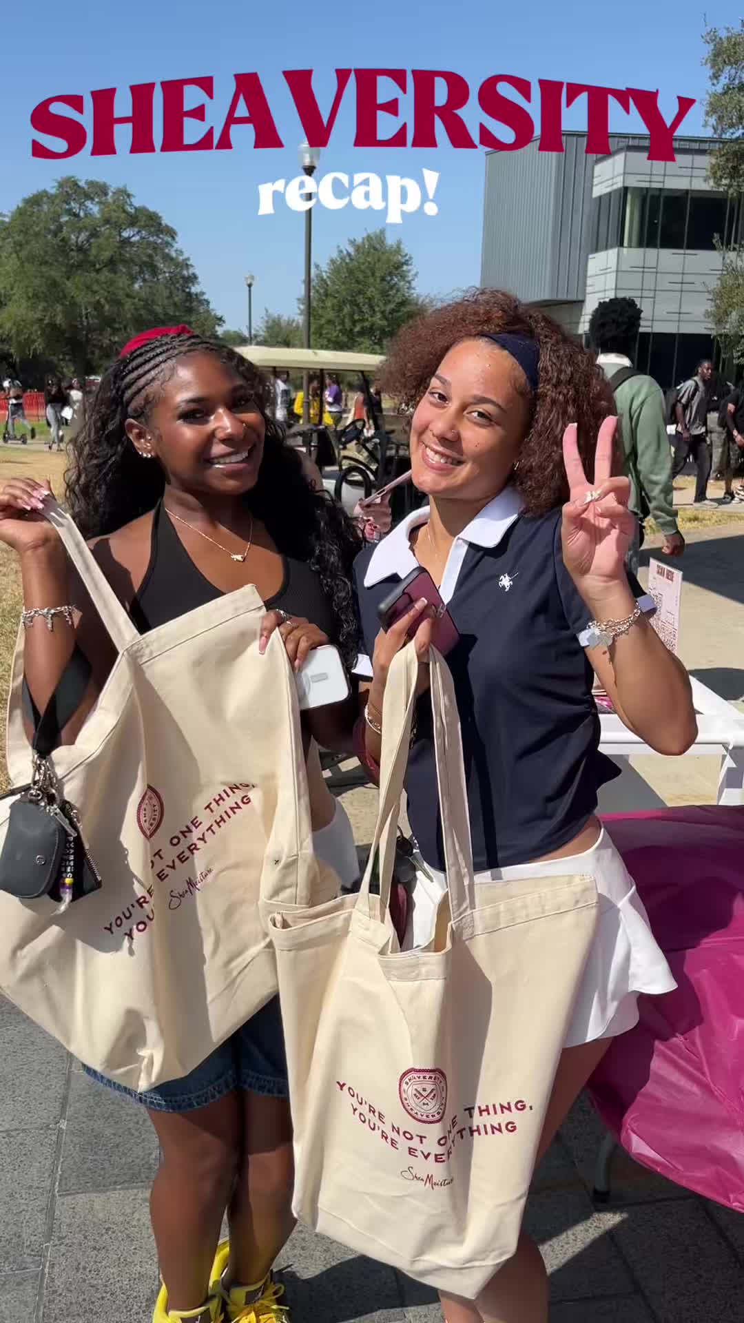 TikTok post by @courtniewelchhh for Her Campus. Caption reads: I’m so glad I was able to bring SheaMoisture to....