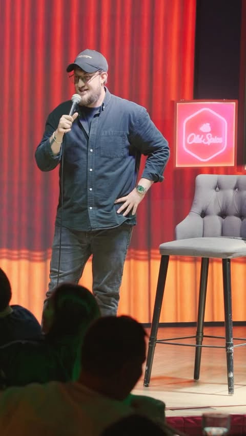 Instagram post by @merkul_standup for Old Spice. Caption reads: Легендарный разгон с бывшим жителем Америке....