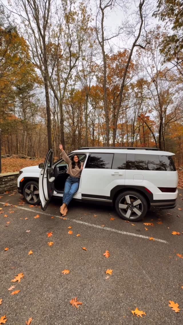 Instagram post by @katybellotte for Hyundai USA. Caption reads: Who’s up for a foliage-filled drive in my 2025....