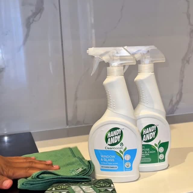 Instagram post by @hlomani.sa for Handy Andy South Africa. Caption reads: I love how easy cleaning has become! @handyandy_sa....