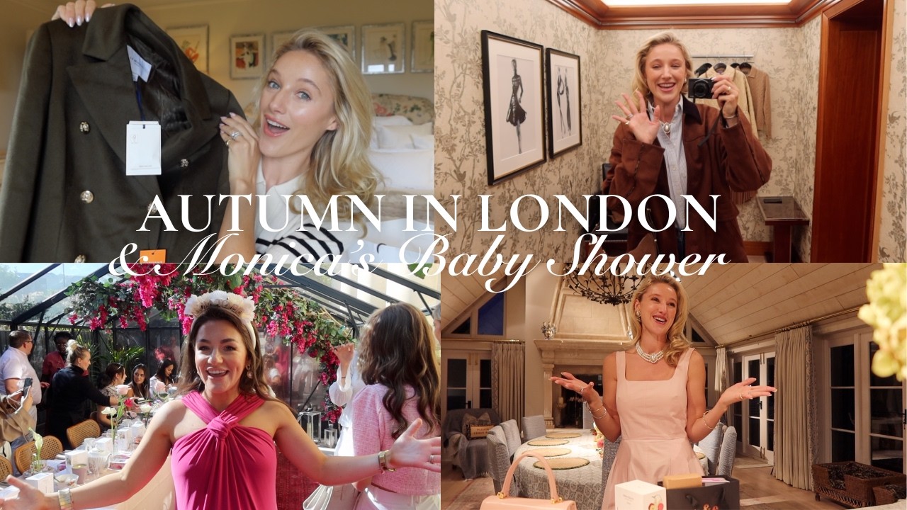 YouTube post by @LeonoraSmee95 for PMD Beauty. Caption reads: AUTUMN IN LONDON | MONICA'S BABY SHOWER & A MEGA....