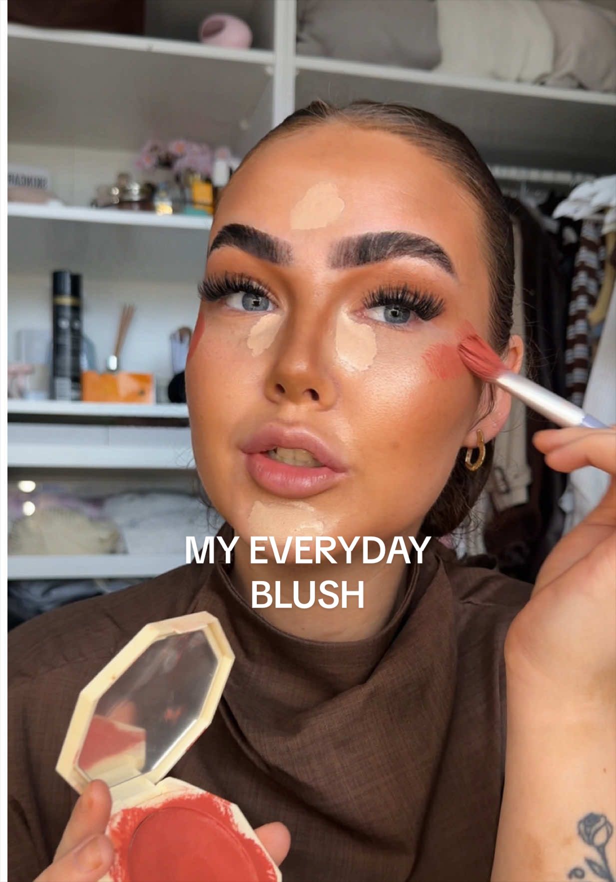 TikTok post by an influencer for PINKHONEY. Caption reads: [...] blush on my wedding day✨🫶 @PINKHONEY....