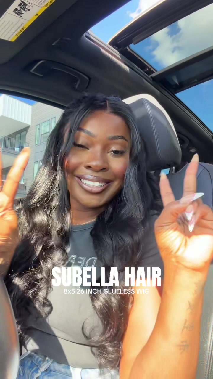 TikTok post by @theambershay for Subella Hair. Caption reads: Obsessed 😍 #subellahair #oceanwavewig....
