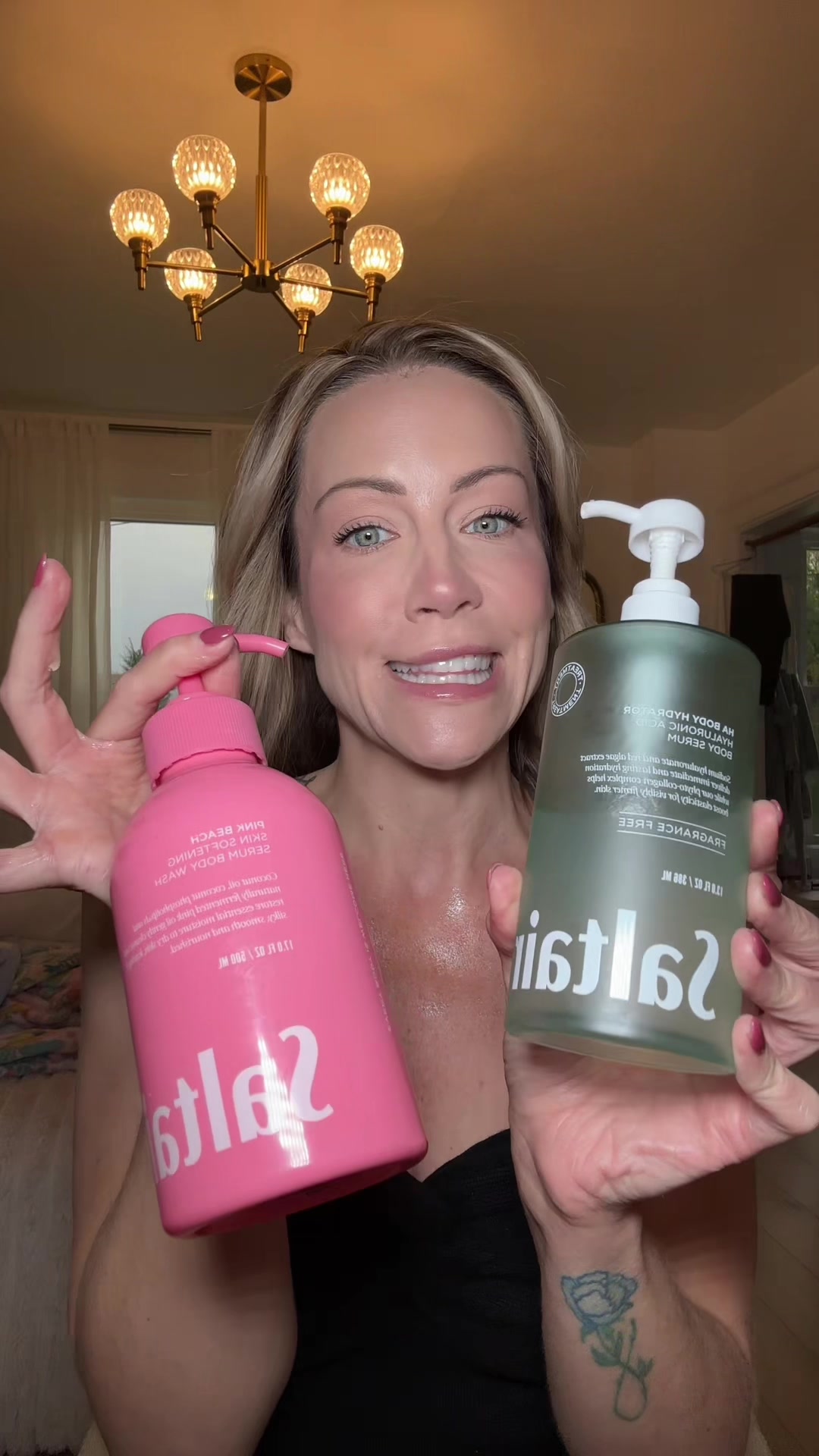 TikTok post by @thebeautygirlsarah for Saltair. Caption reads: @Saltair Body finally restocked this [...].