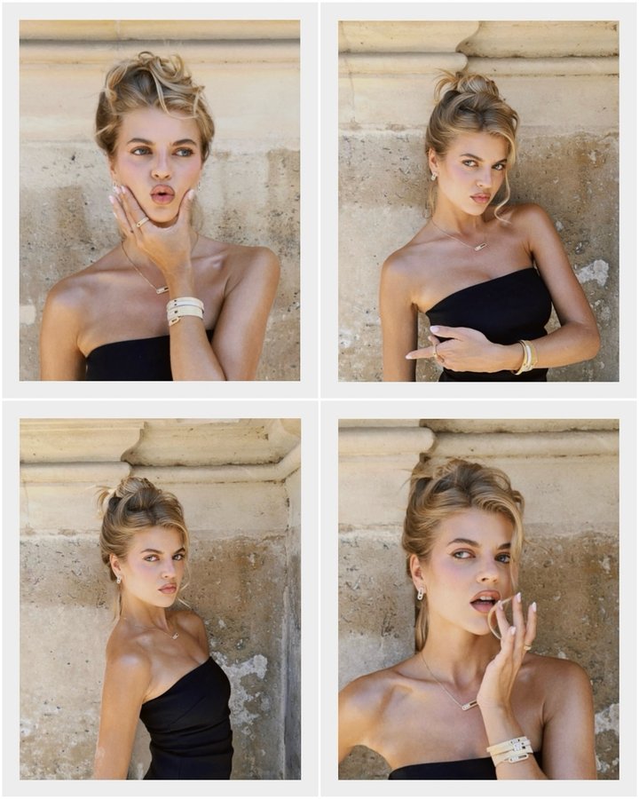 Instagram post by @franziskanazarenus for Messika. Caption reads: on film 🎞️✨ with the new @messika Move Ciselé....