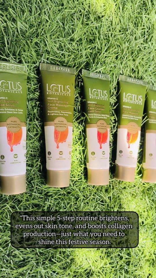 Instagram post by @sakshi_and_nikunj for Lotus Botanicals. Caption reads: #FreeGift ✨ GRWM for the festive season with my....