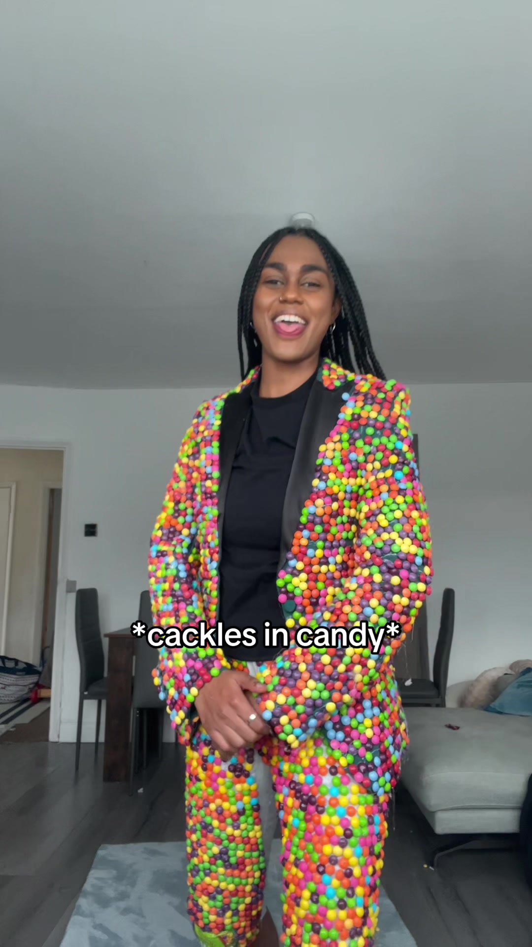 TikTok post by @itslilyrose for SKITTLES. Caption reads: Sweet treat reporting for duty 🫡 🍬  @skittles .