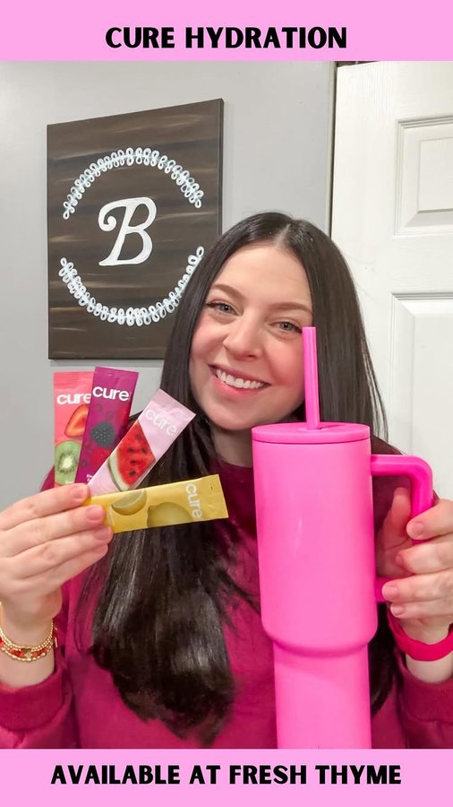 Instagram post by @itsabbysworldafterall for Cure Hydration. Caption reads: [...] a ton of the products & love them! Cure....