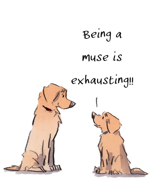 Instagram post by @artywelch for HarperCollinsUK. Caption reads: It's a Tough Job Being a Dog!! 
Especially when....