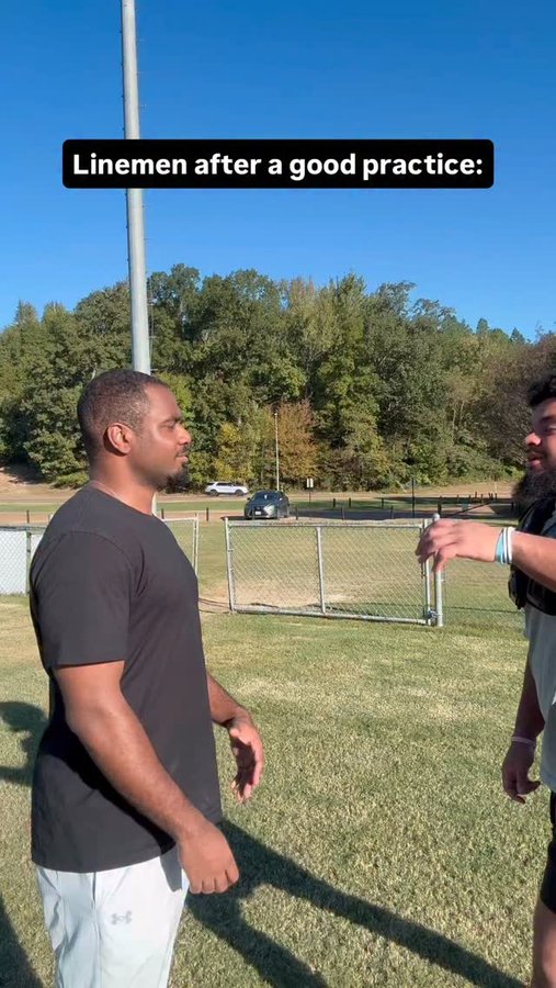 Instagram post by @sea76n for Insomnia Cookies. Caption reads: Linemen after a good practice deserves....