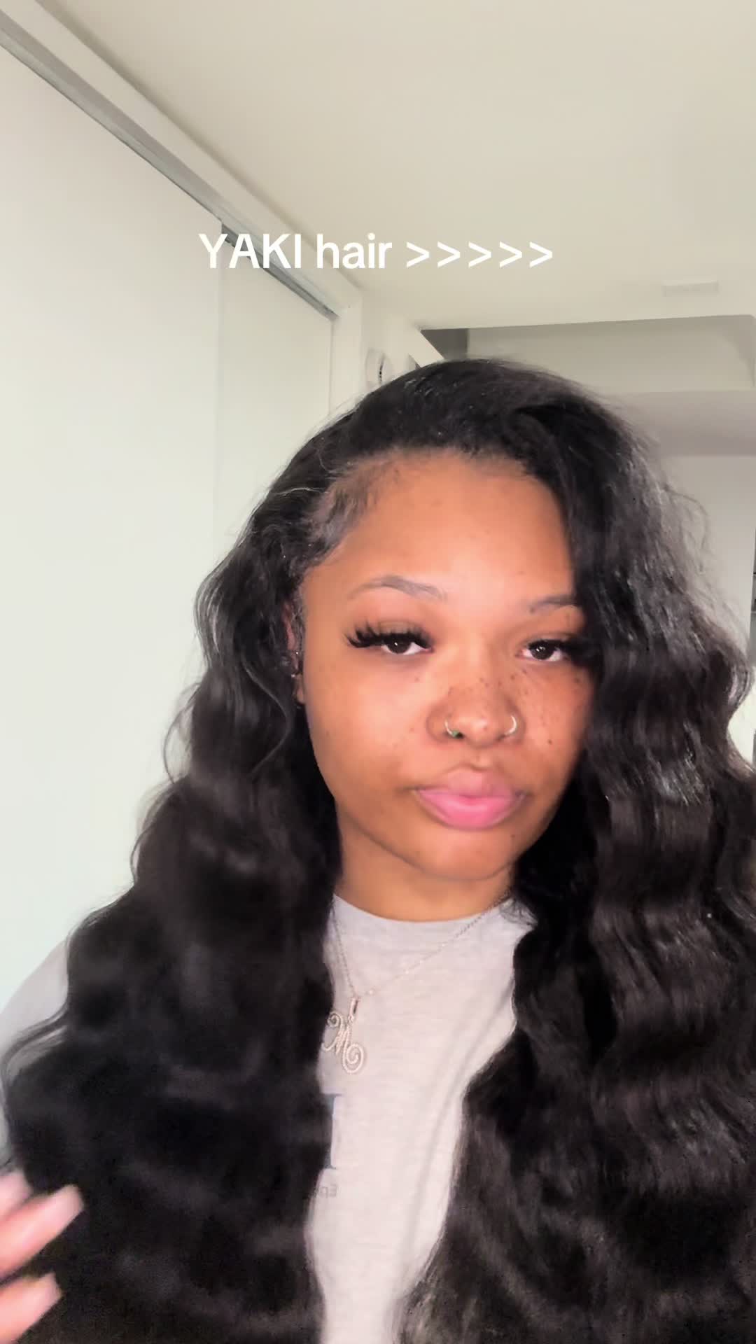 TikTok post by @fatgirlhero for OQHAIR. Caption reads: @OQHAIR this yaki half wig made my life so much....